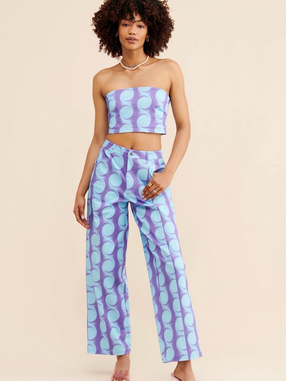 Hosberg Frida Wide Legged High-RiseWater  Circle Swirl Print